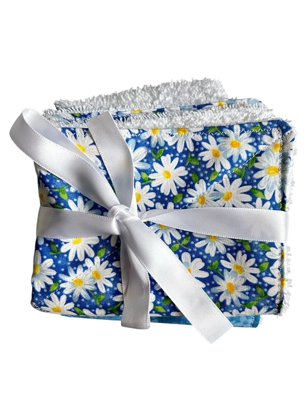 Hand Crafted Floral Soft Luxury Cotton Quilted Wash Cloth Set Eco Friendly Reusa